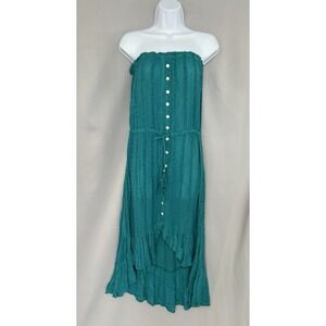 Blue Island Women's Cover Beach Sz Small Green High Low